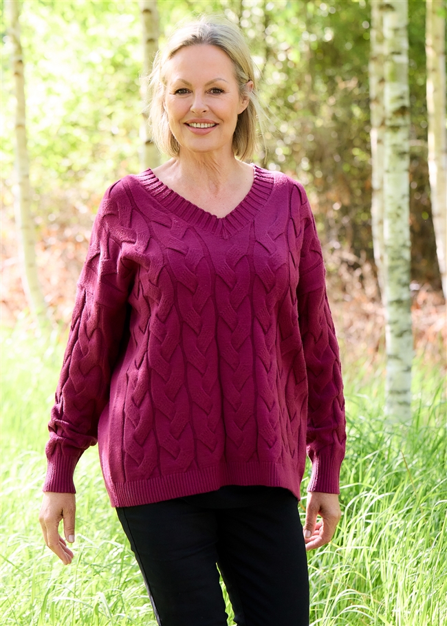 V-Neck Cable Jumper