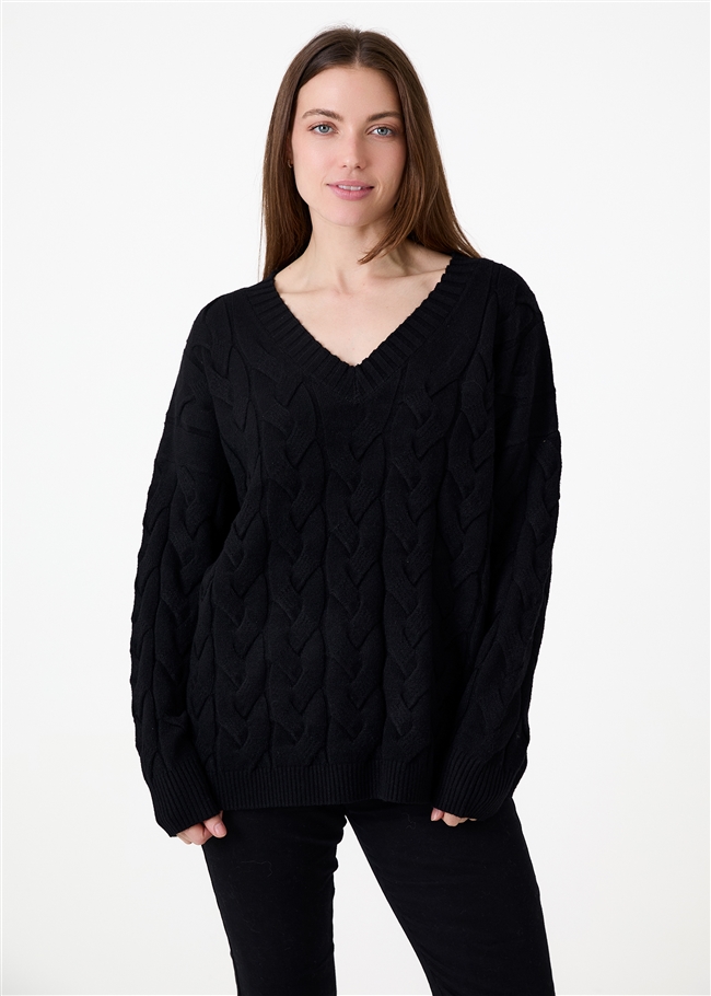 V-Neck Cable Jumper