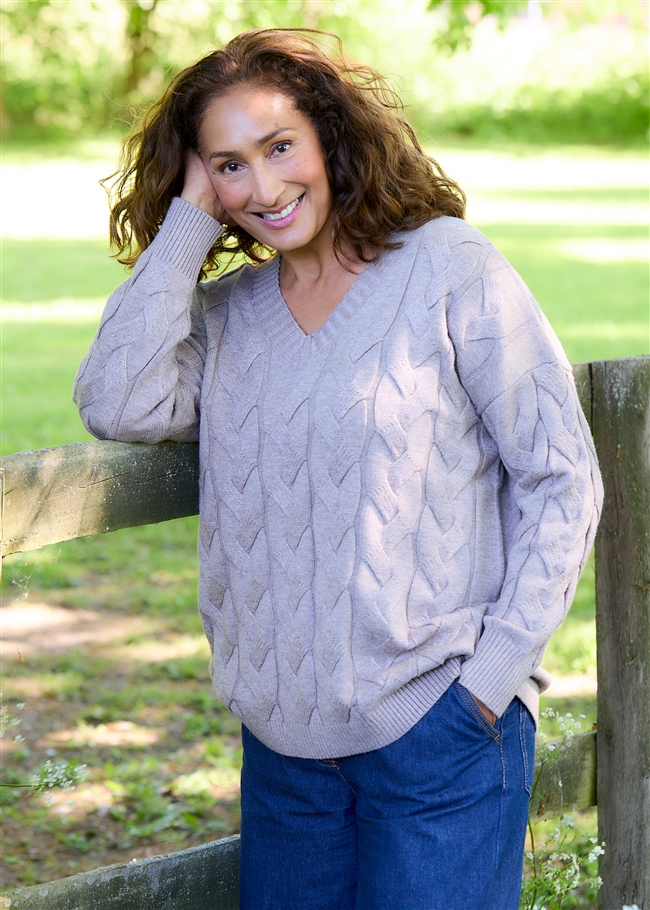 V-Neck Cable Jumper