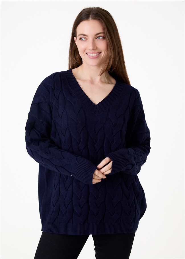 V-Neck Cable Jumper