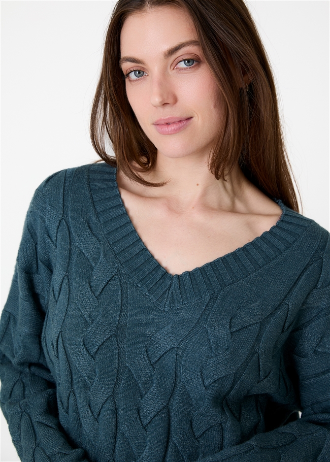 V-Neck Cable Jumper