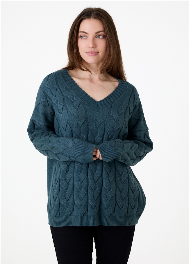 V-Neck Cable Jumper