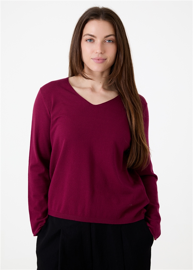 Cashmere Like Fitted V-Neck Jumper