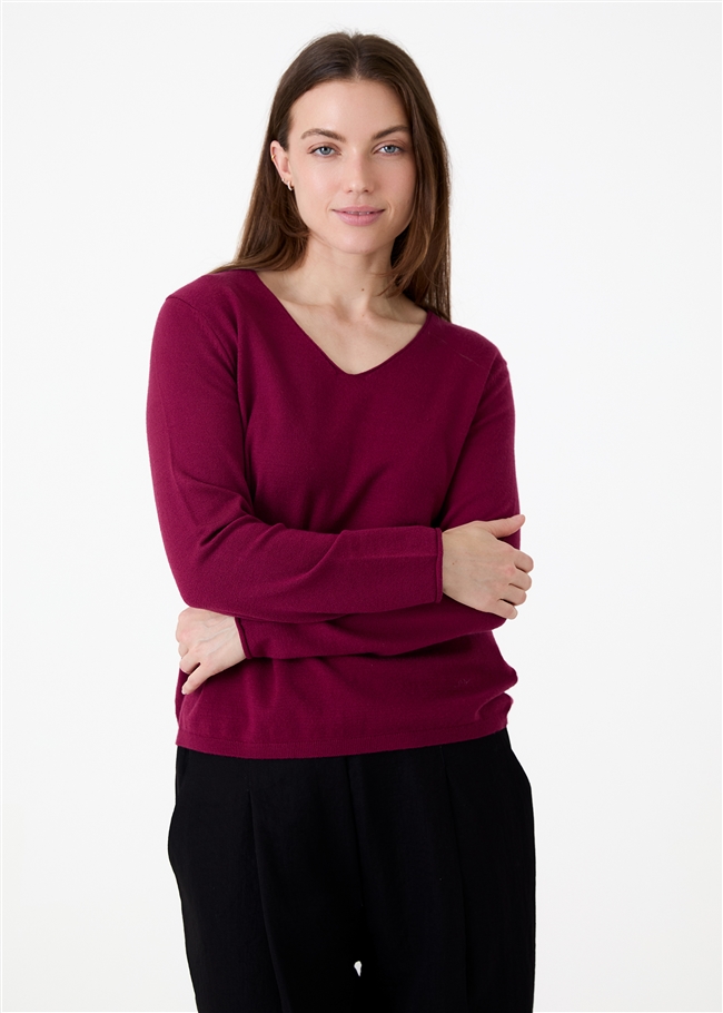 Cashmere Like Fitted V-Neck Jumper