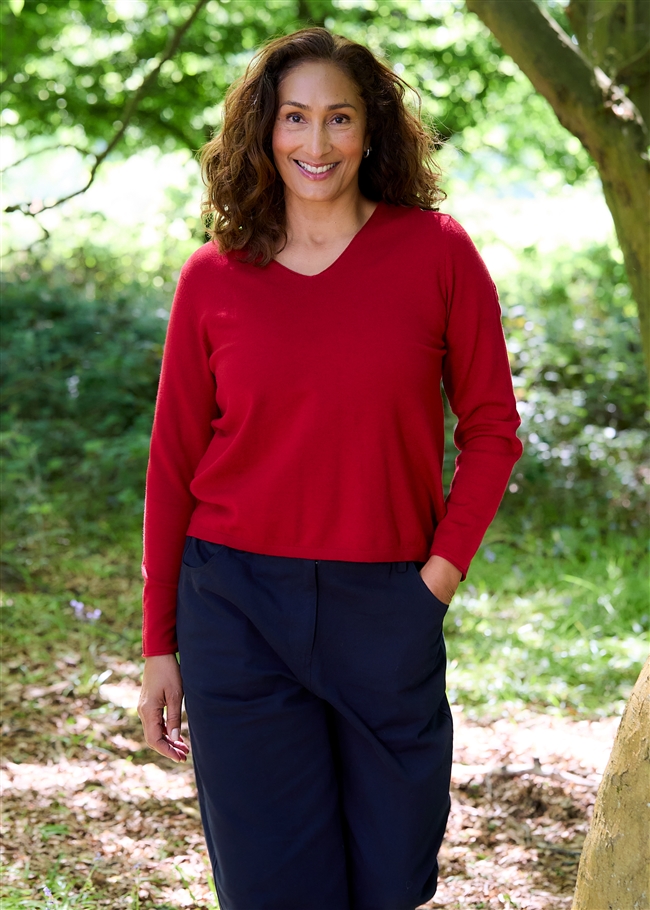 Cashmere Like Fitted V-Neck Jumper