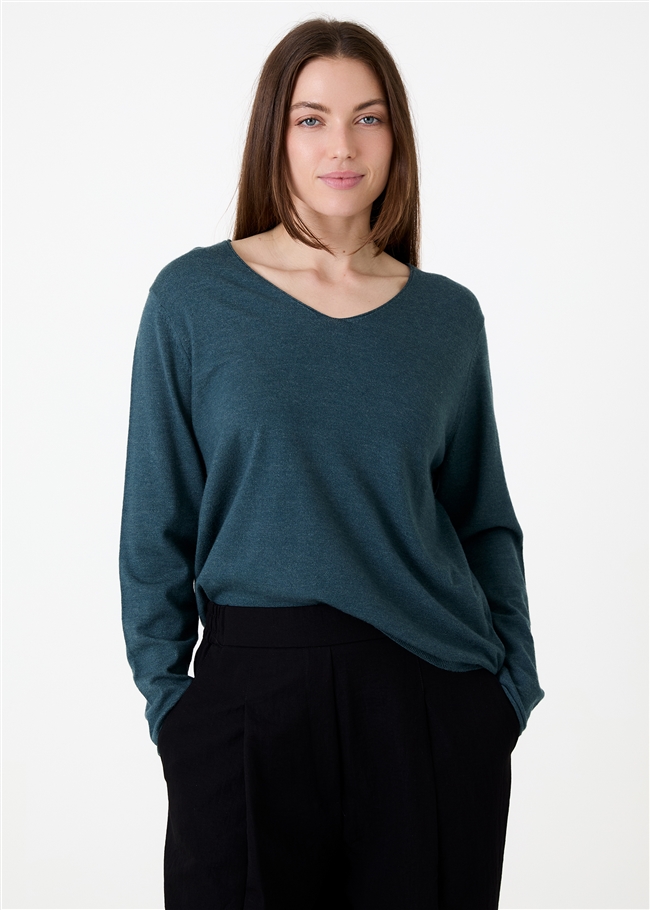 Cashmere Like Fitted V-Neck Jumper