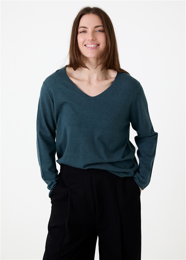 Cashmere Like Fitted V-Neck Jumper