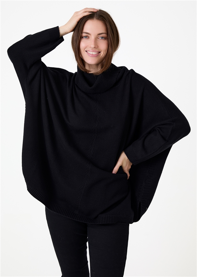Cashmere Like Mini Cable Roll Neck Jumper