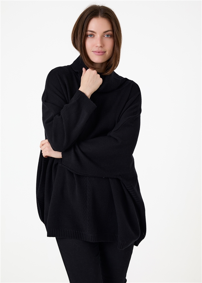 Cashmere Like Mini Cable Roll Neck Jumper