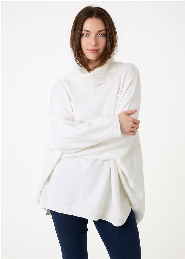 Cashmere Like Mini Cable Roll Neck Jumper