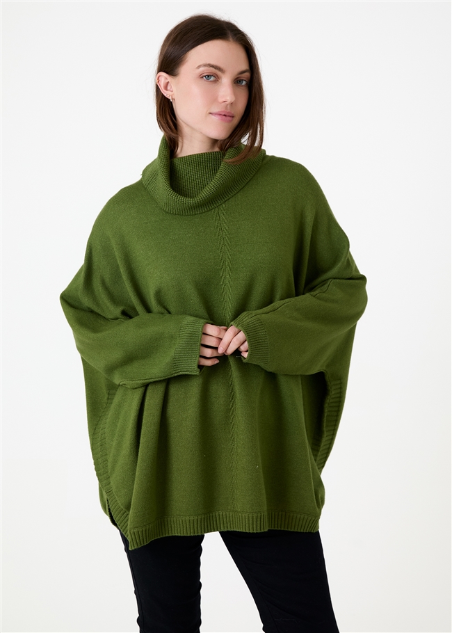 Cashmere Like Mini Cable Roll Neck Jumper