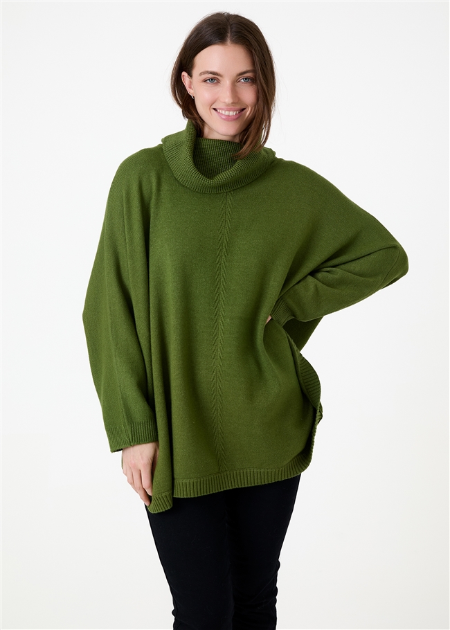 Cashmere Like Mini Cable Roll Neck Jumper