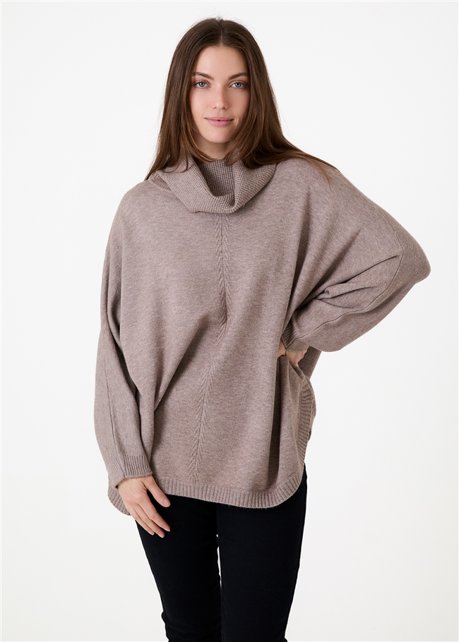 Cashmere Like Mini Cable Roll Neck Jumper