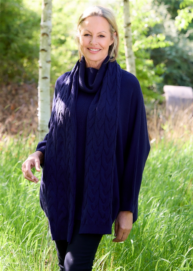 Cashmere Like Mini Cable Roll Neck Jumper
