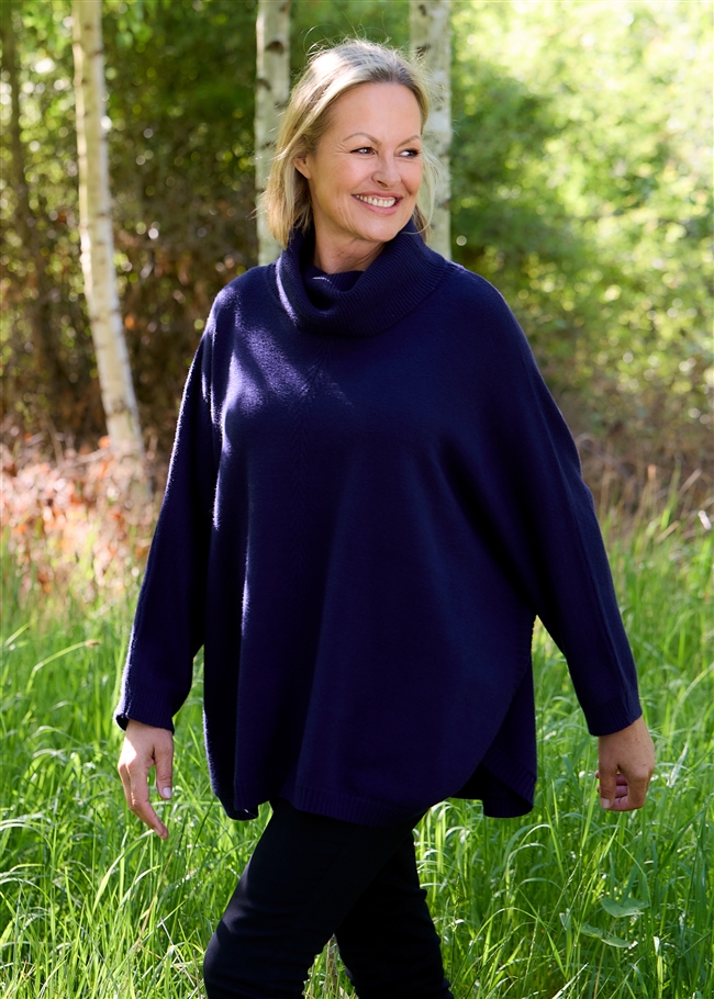 Cashmere Like Mini Cable Roll Neck Jumper
