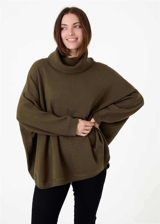 Cashmere Like Mini Cable Roll Neck Jumper