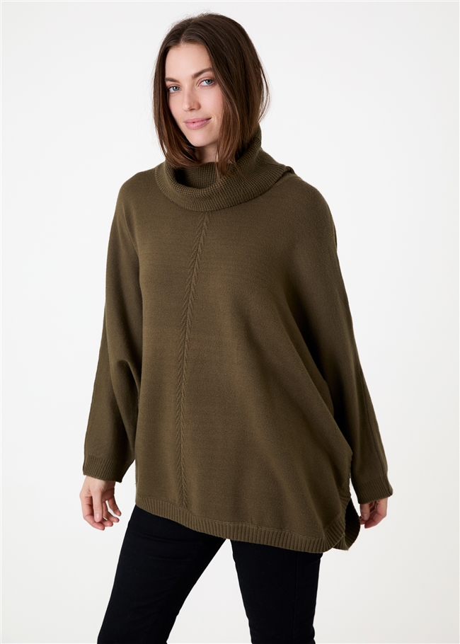 Cashmere Like Mini Cable Roll Neck Jumper