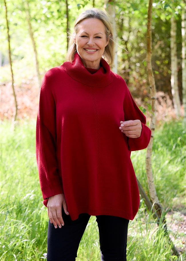 Cashmere Like Mini Cable Roll Neck Jumper