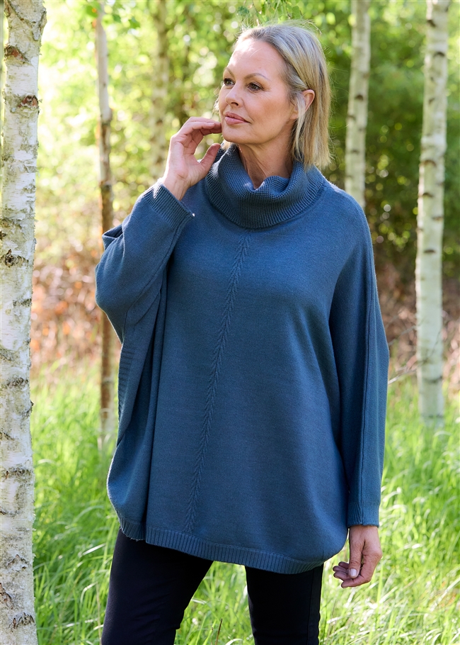 Cashmere Like Mini Cable Roll Neck Jumper
