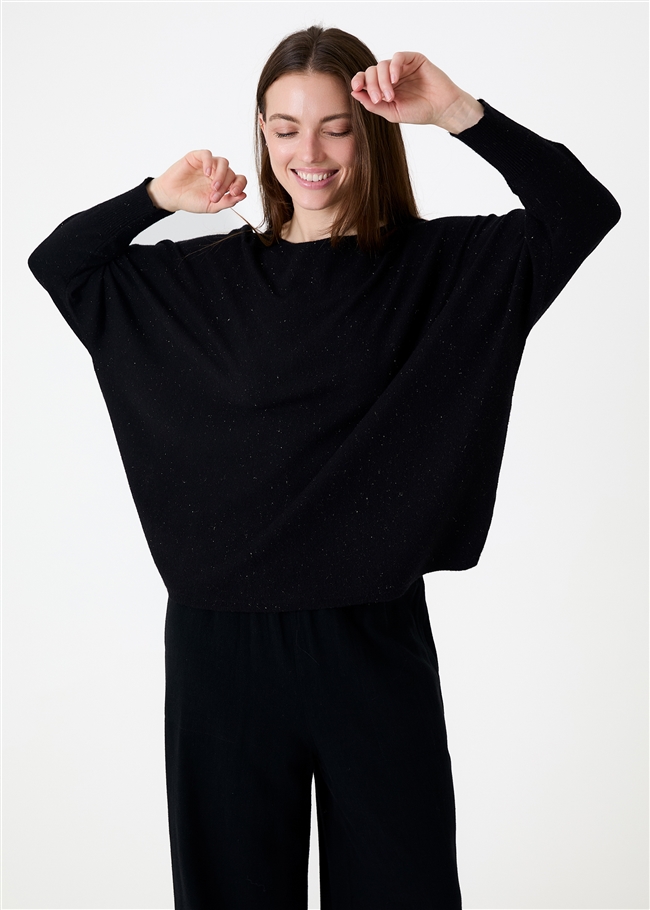 Cashmere Like Lurex Batwing Jumper