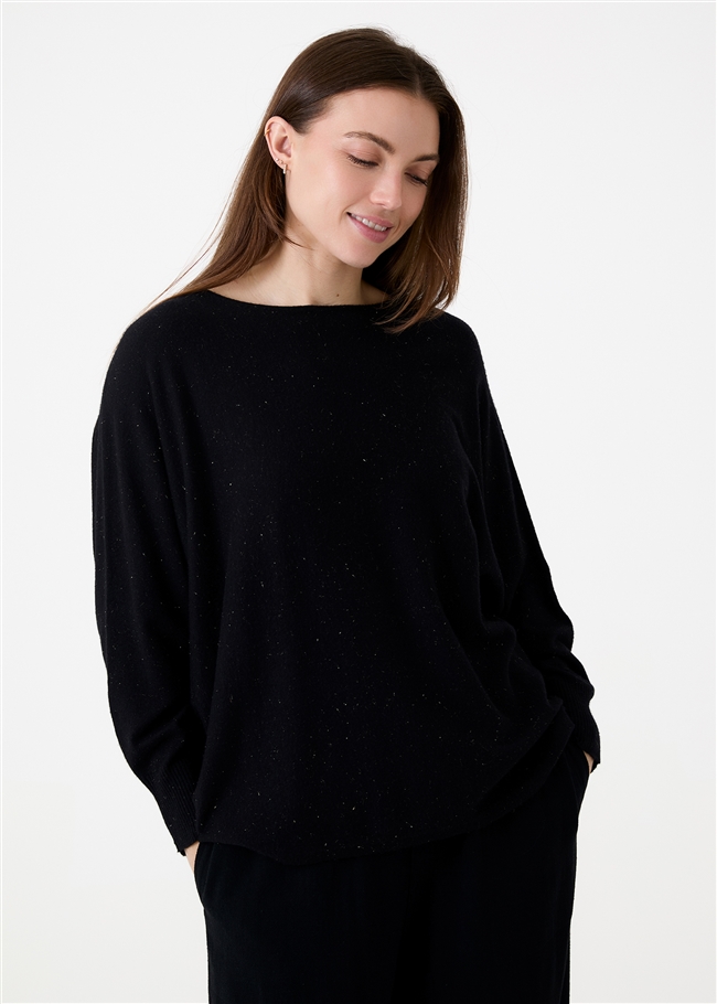 Cashmere Like Lurex Batwing Jumper