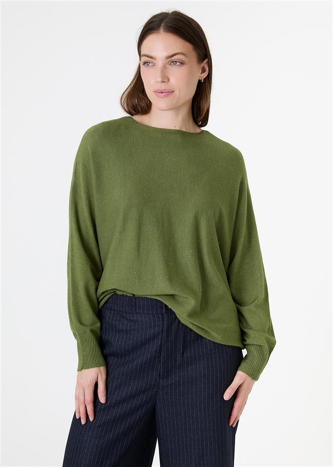 Cashmere Like Lurex Batwing Jumper