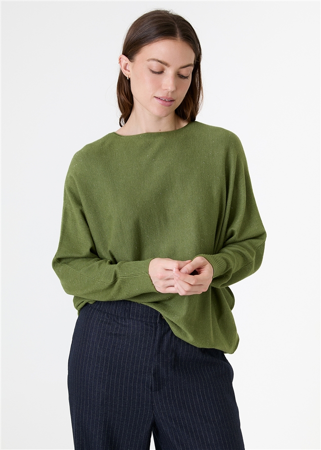 Cashmere Like Lurex Batwing Jumper