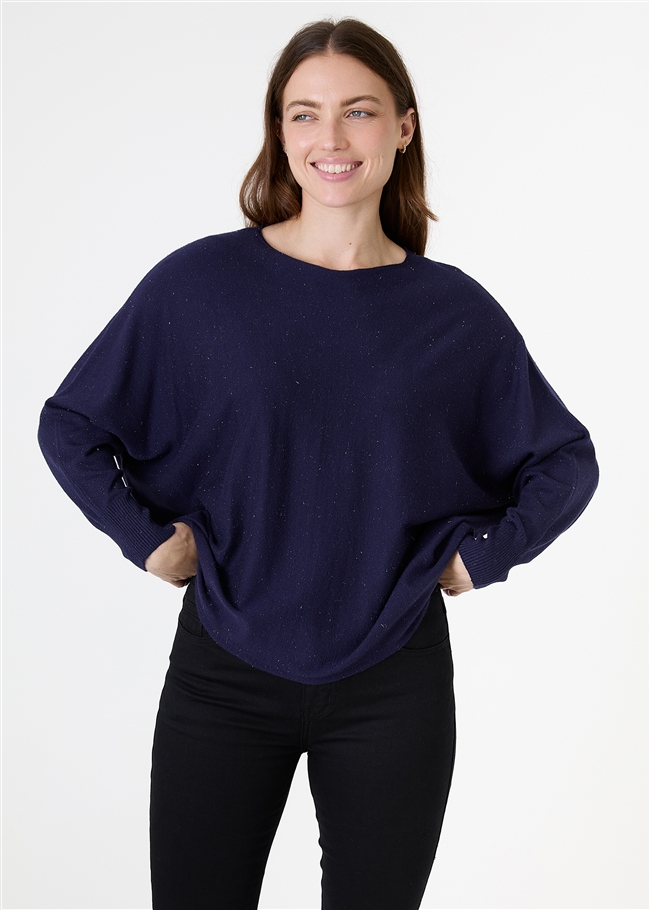 Cashmere Like Lurex Batwing Jumper