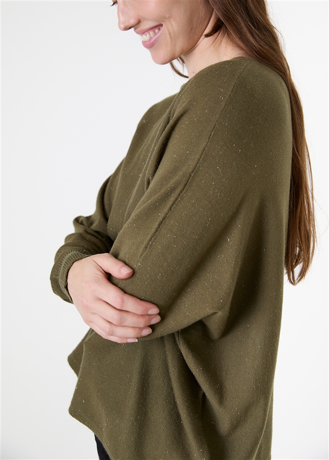 Cashmere Like Lurex Batwing Jumper