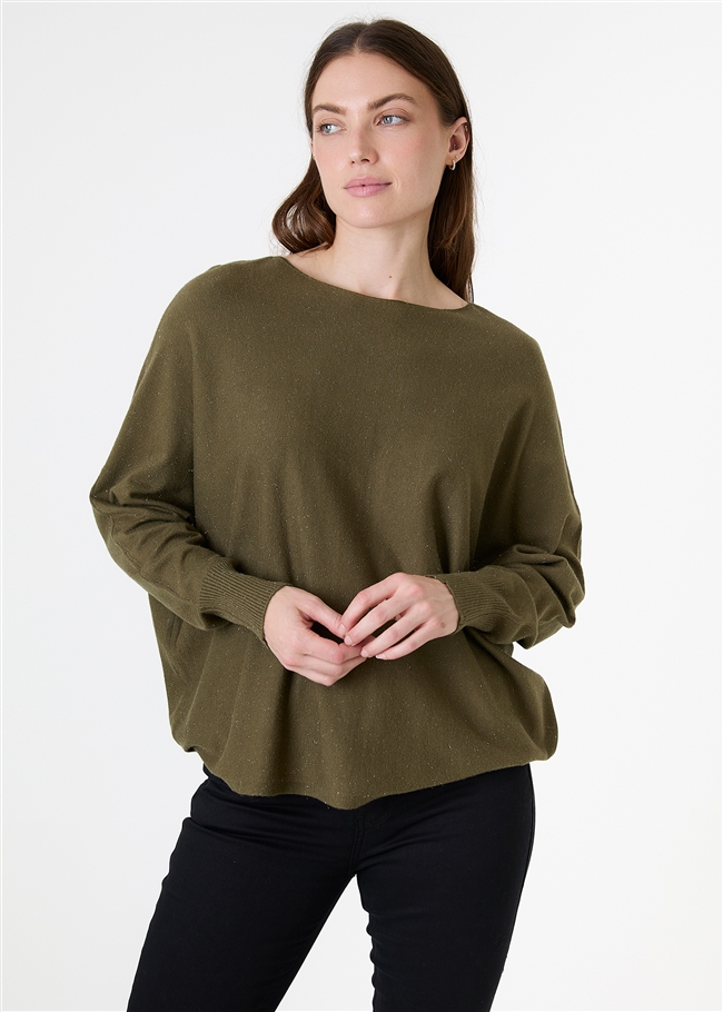 Cashmere Like Lurex Batwing Jumper