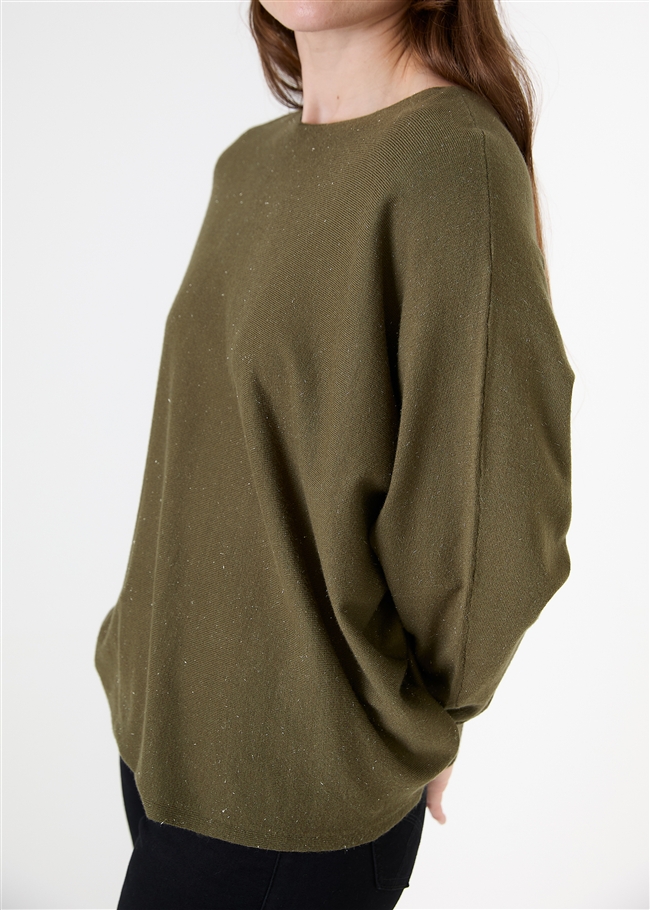 Cashmere Like Lurex Batwing Jumper