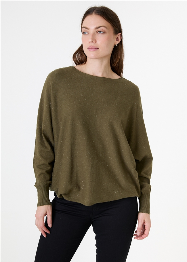 Cashmere Like Lurex Batwing Jumper