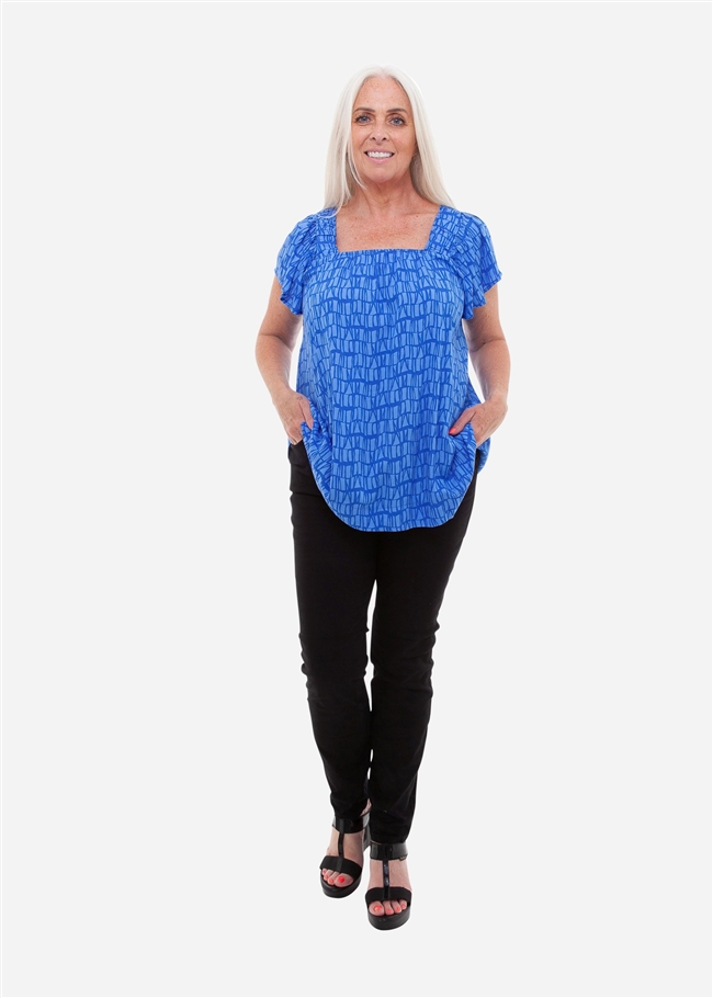 Tonal Wave Angel Sleeve Top