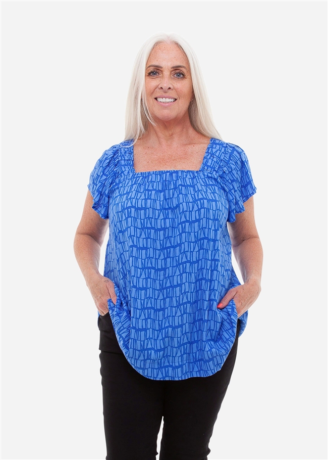 Tonal Wave Angel Sleeve Top