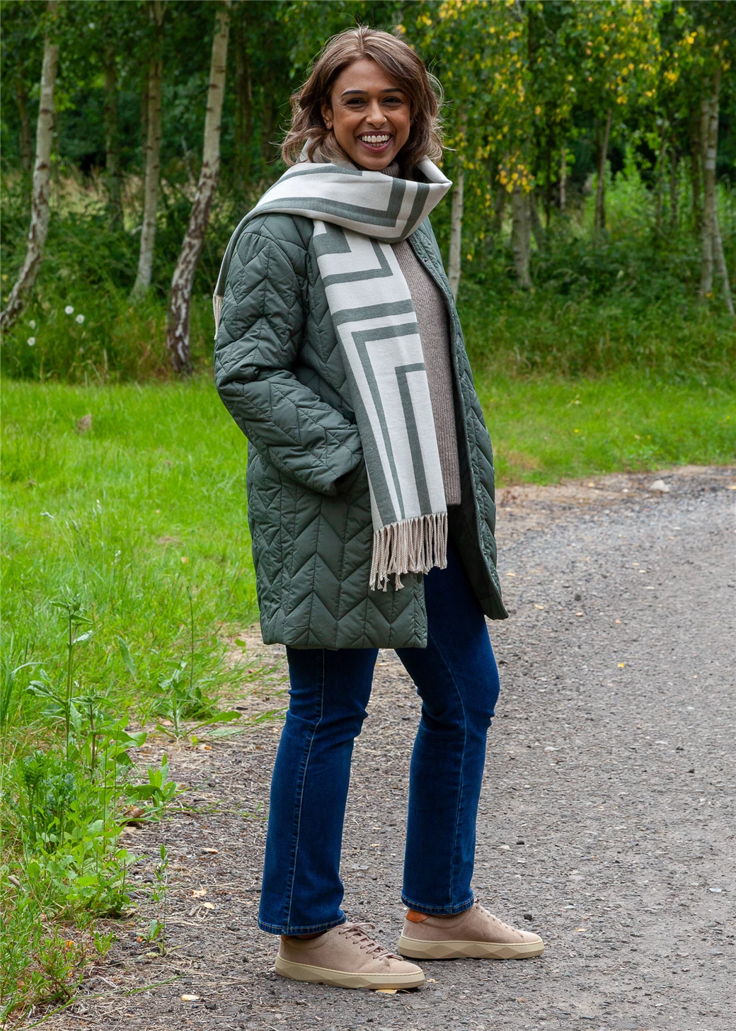 JACQUARD SCARF WITH FRINGING MIRROR MIRROR