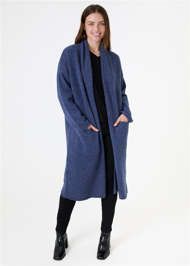 Soft Tweed Roll Collar Coatigan