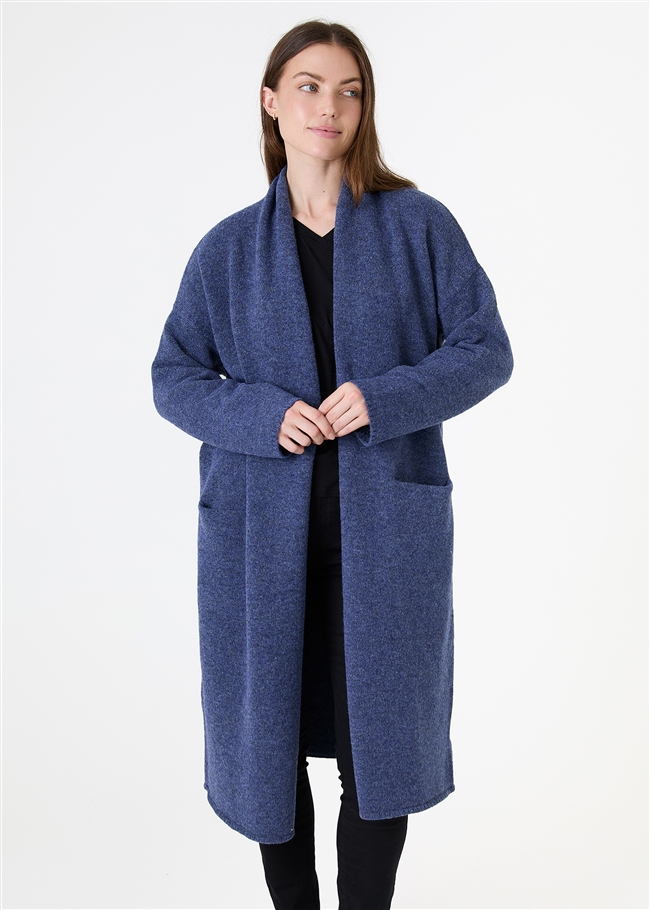 Soft Tweed Roll Collar Coatigan