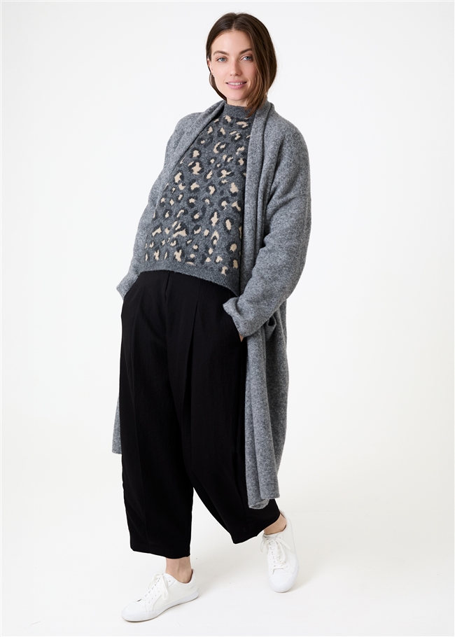 Soft Tweed Roll Collar Coatigan