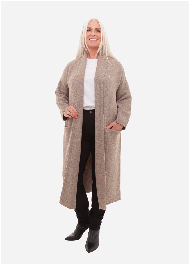 Soft Tweed Roll Collar Coatigan
