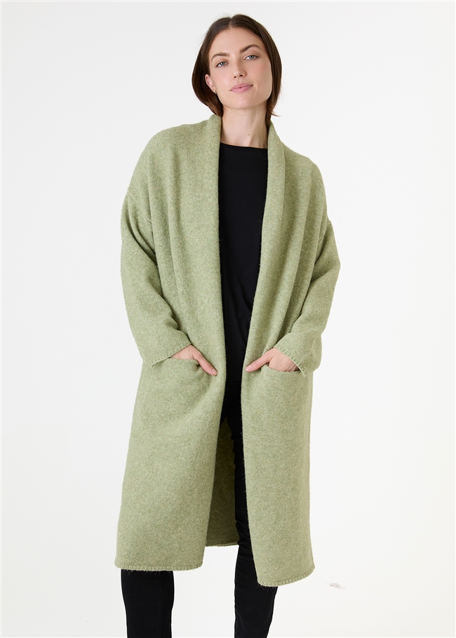 Soft Tweed Roll Collar Coatigan