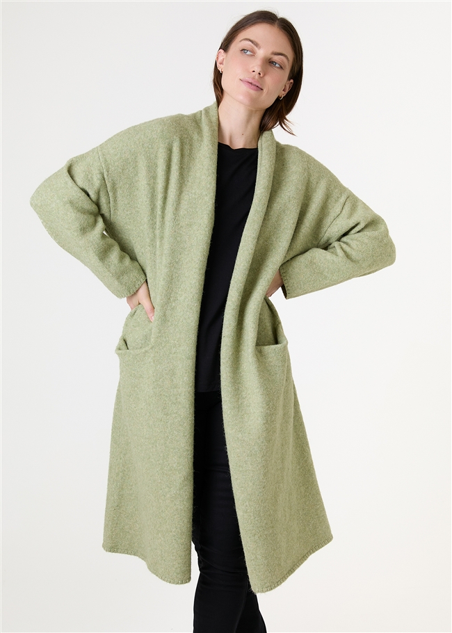 Soft Tweed Roll Collar Coatigan