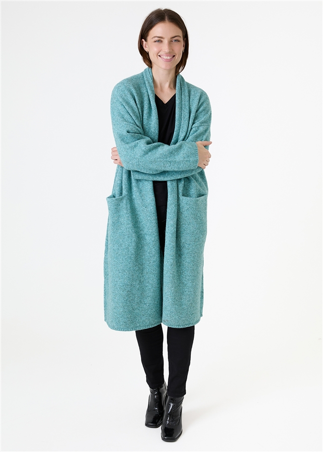 Soft Tweed Roll Collar Coatigan