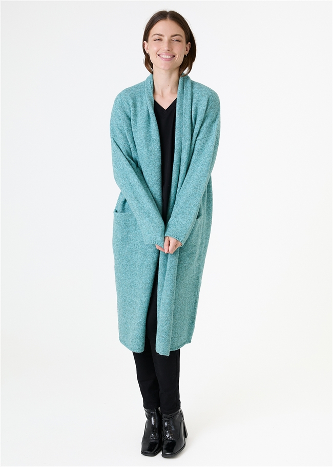 Soft Tweed Roll Collar Coatigan