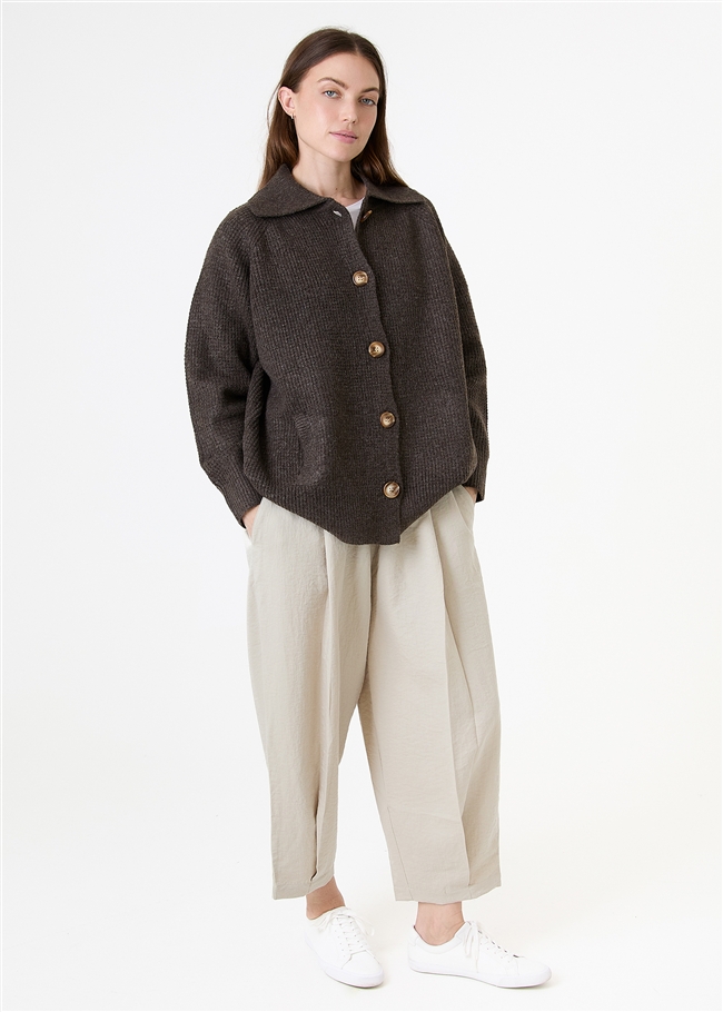 Fisherman Knit Collar Shacket