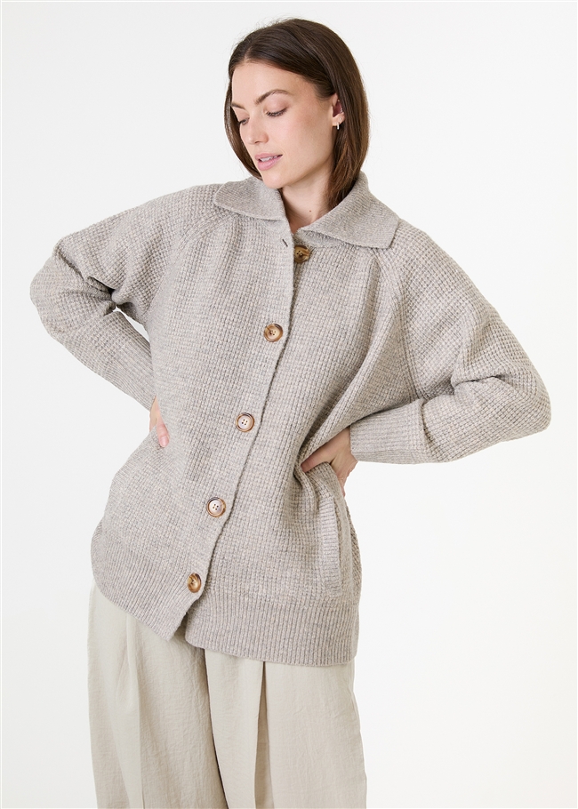 Fisherman Knit Collar Shacket