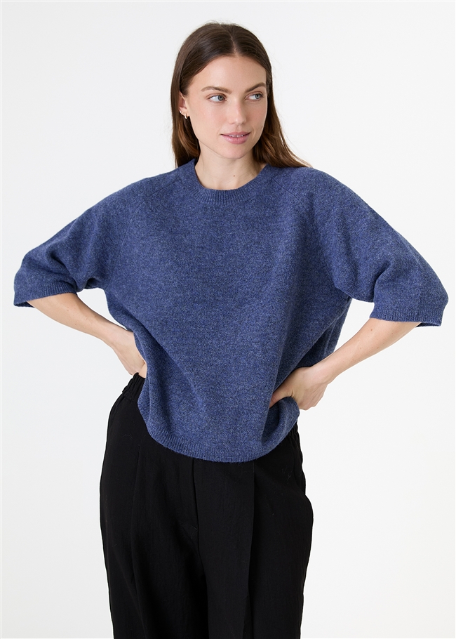 Soft Tweed Short Sleeve Raglan Jumper