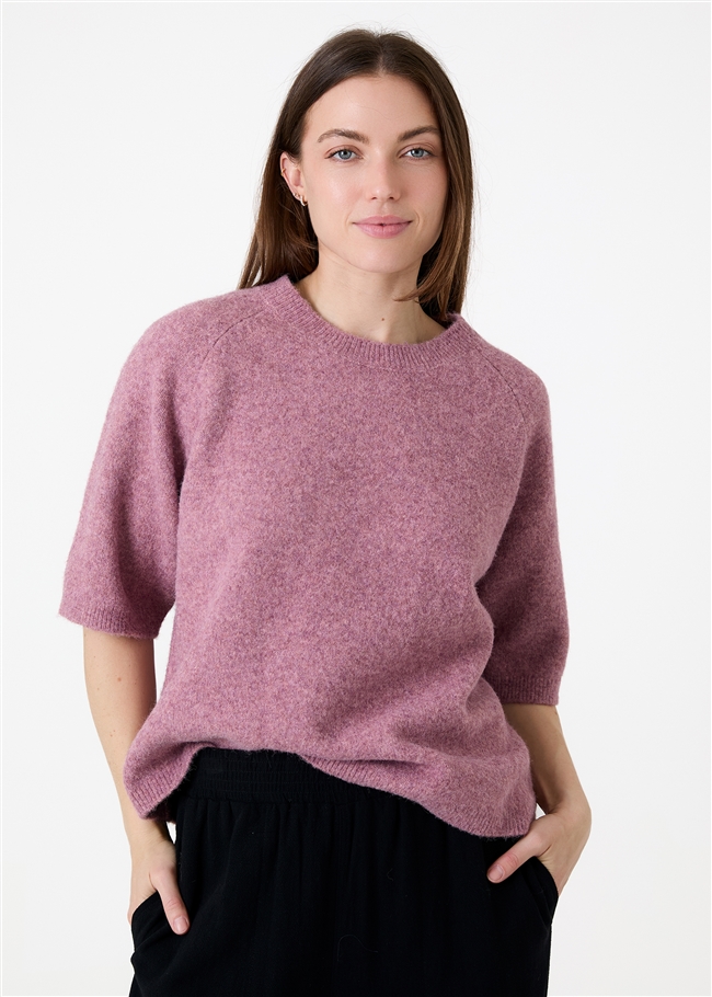 Soft Tweed Short Sleeve Raglan Jumper
