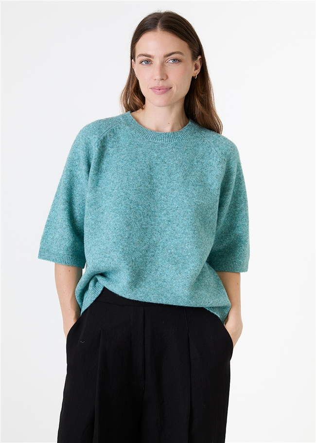 Soft Tweed Short Sleeve Raglan Jumper
