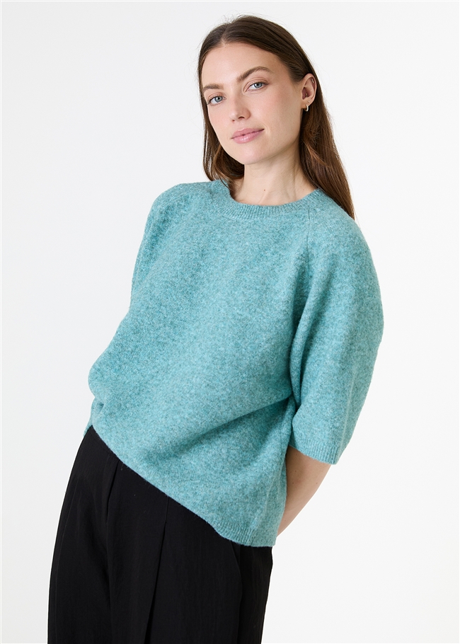 Soft Tweed Short Sleeve Raglan Jumper