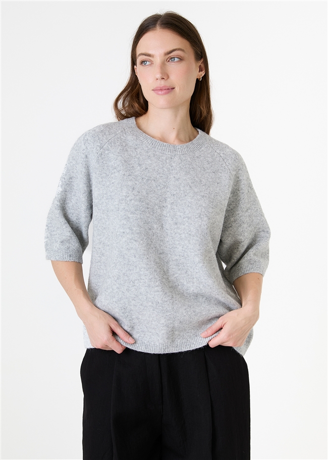 Soft Tweed Short Sleeve Raglan Jumper